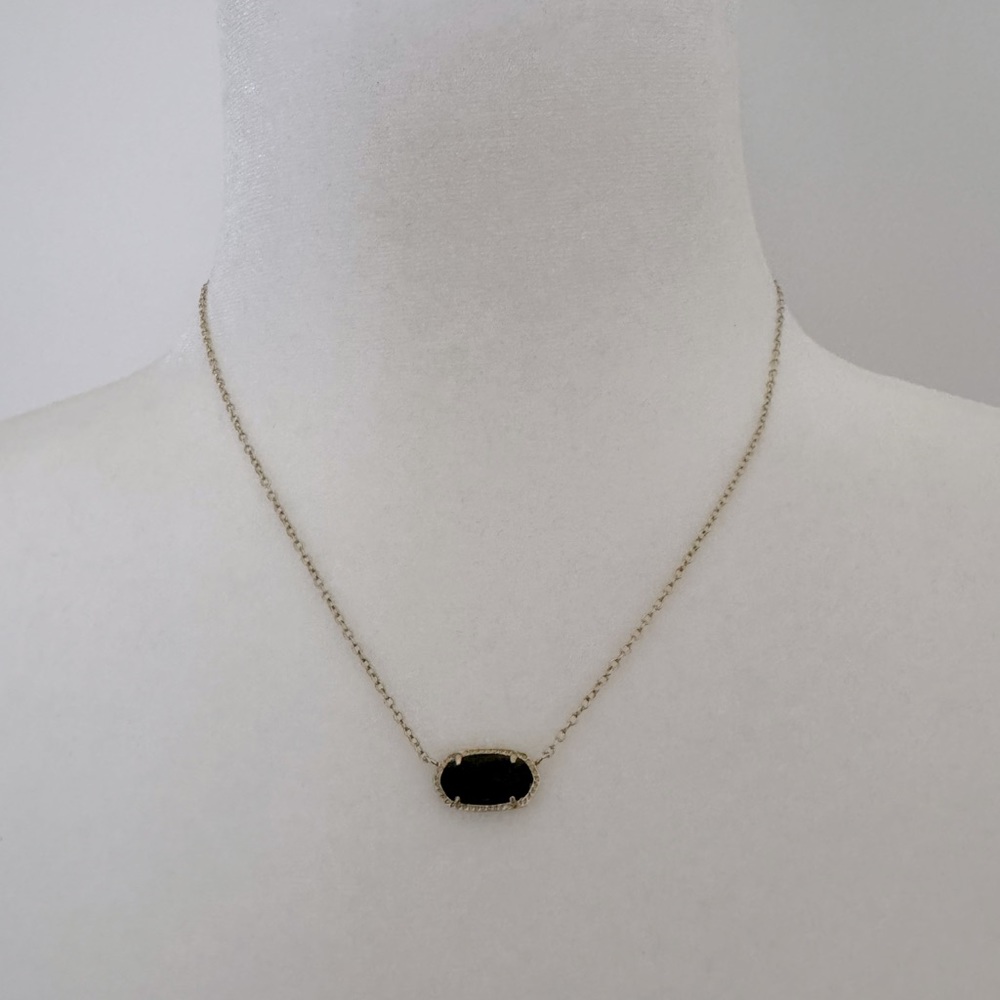 Kendra Scott Yellow gold pendant black stone 15-17 in. Signature Elisa necklace